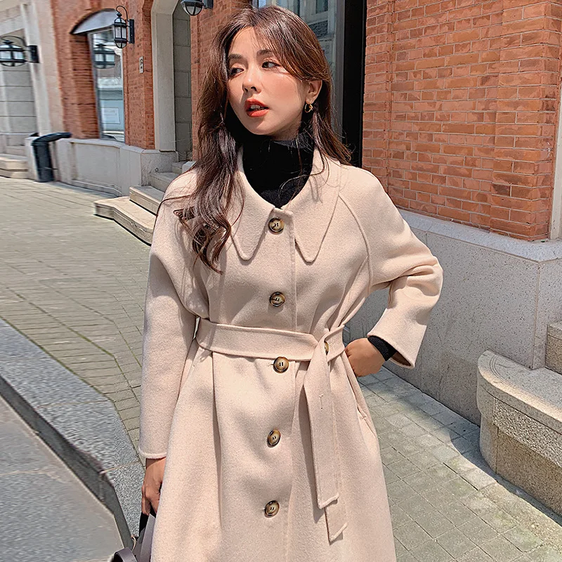 Ladies' 100% Cashmere Thick Double-Sided Long jacket, Classic and Multifunctional, Fashionable And Suitable For Business