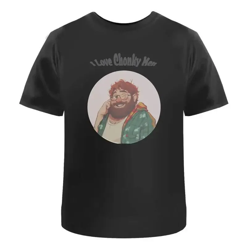 I Love Chonky Men Winking Man' Cotton T Shirt Ta049827