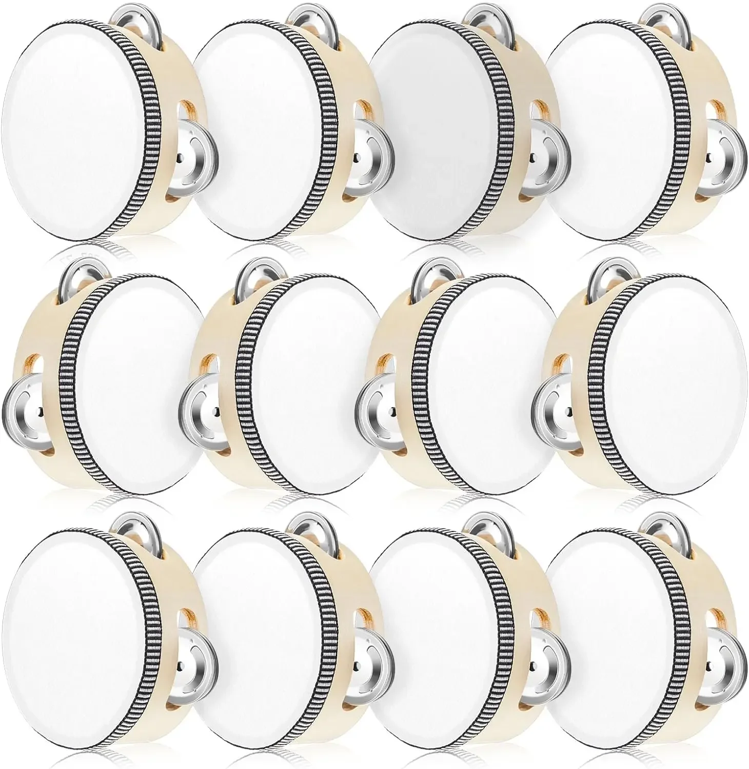 

12-200Pcs 4 Inch Wedding Tambourine Drum for Adults Gift Metal Jingles Musical Educational Mini Drum Church Party
