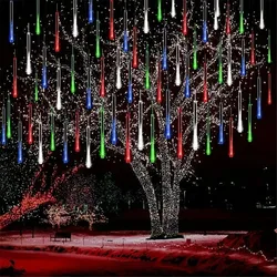 30/50cm 8 Tubes Outdoor Lighting Street Decor Christmas Light LED Meteor Shower Light String US/EU Plug Garland Fairy Light