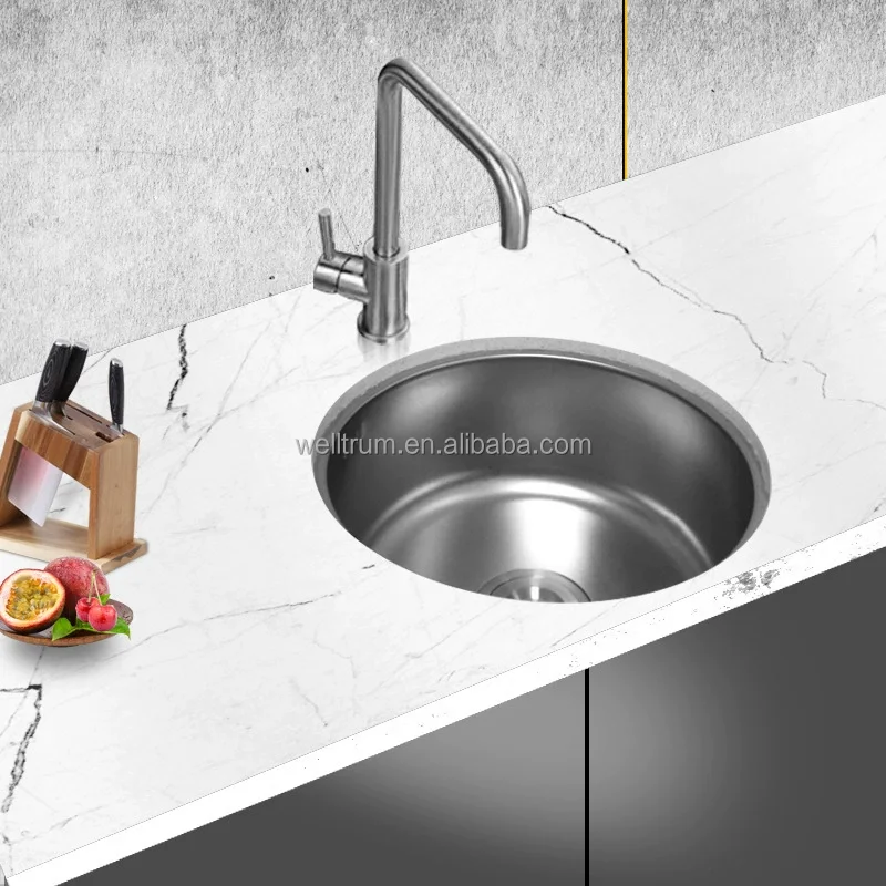 

Handmade SS 304 Stainless Steel Mini Bar Sink Small Bathroom Basin With Brass Valve Circular Circle Kitchen Sinks For RV Caravan
