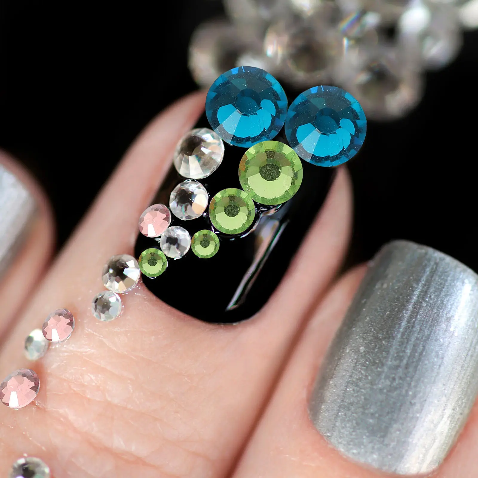 1Set Glanzende Kristallen Strass Steentjes Platte Achterkant Glas Charms voor Nagelkunst Ambachtelijke Decoraties Nagel Strass Kristallen Strass Steentjes