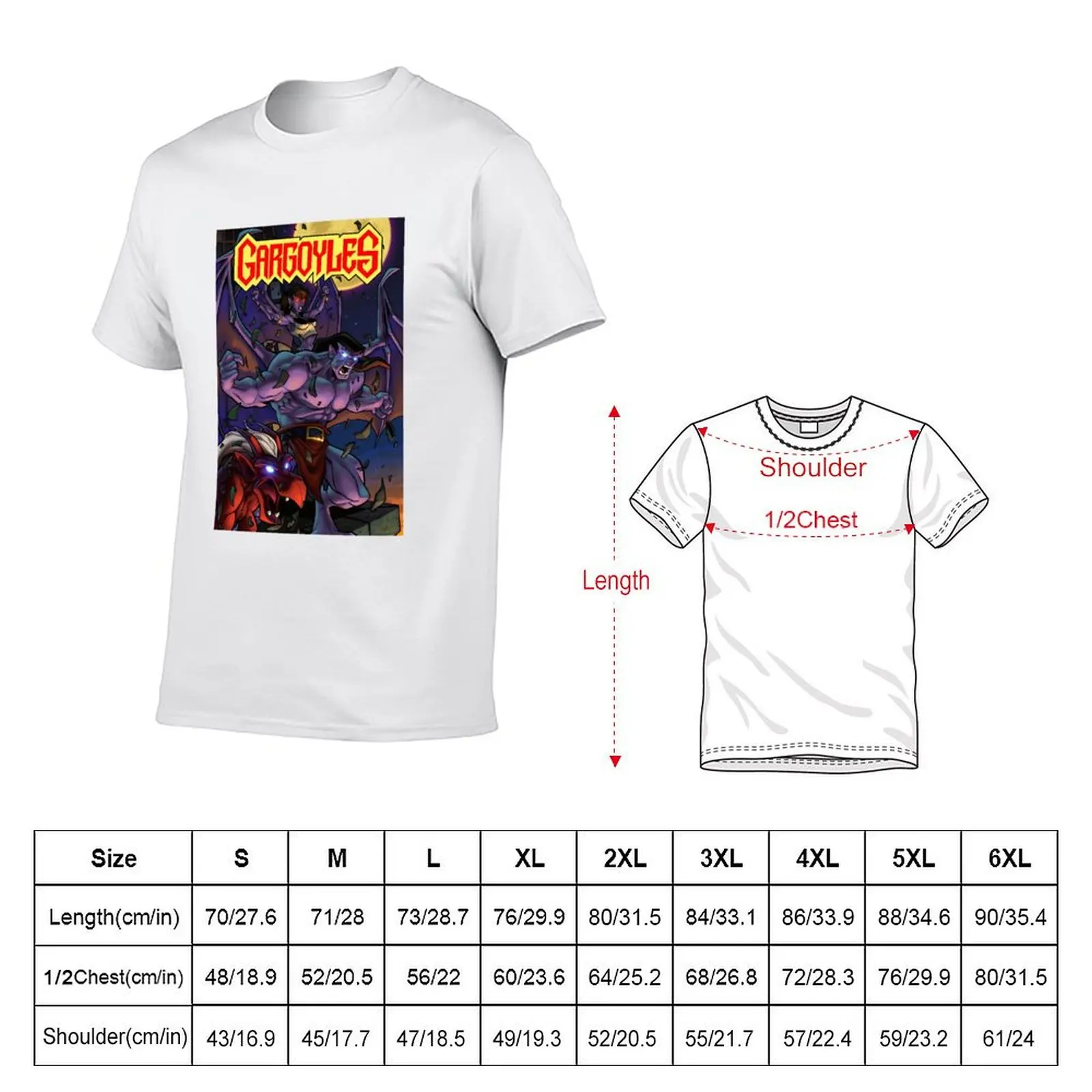 Retro Art Love Gargoyles Cartoon Characters T-Shirt Breathable Gym Short Sleeve T-Shirt