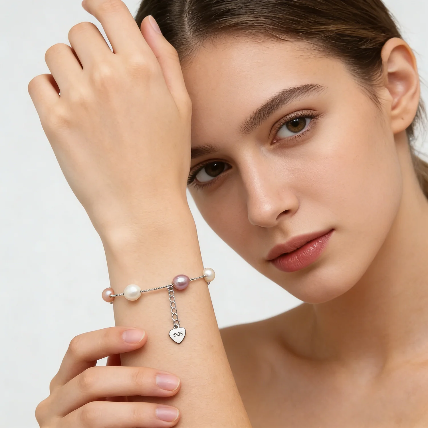 

Freshwater pearl bracelet, natural pearl jewelry bracelet 925 silver birthday gift