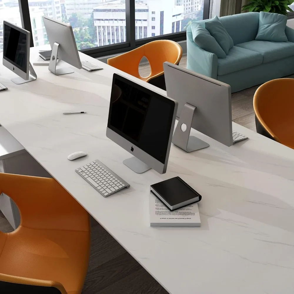 ورق جدران قابل للتقشير واللصق من الرخام الأبيض مقاوم للماء ذاتي اللصق لأسطح الكونترتوب والرش الخلفية، 36 × 160 بوصة، اتصال رخامي P #3