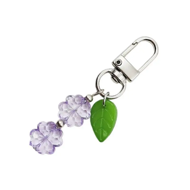 A52E Sweet Acrylic Four Keychain Pendant Lovely Hangings Decorations Keyring Charm for Purse Bag Backpack Handbag