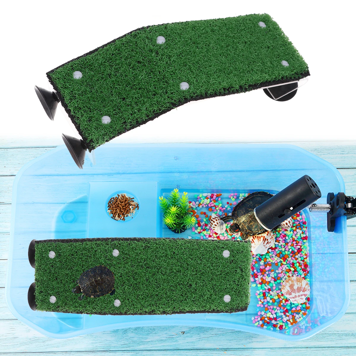 

Unique Design Lifelike Grass Ladder Simulation Lawn Terrace Tortoise Climbing Platform Aquarium Decor