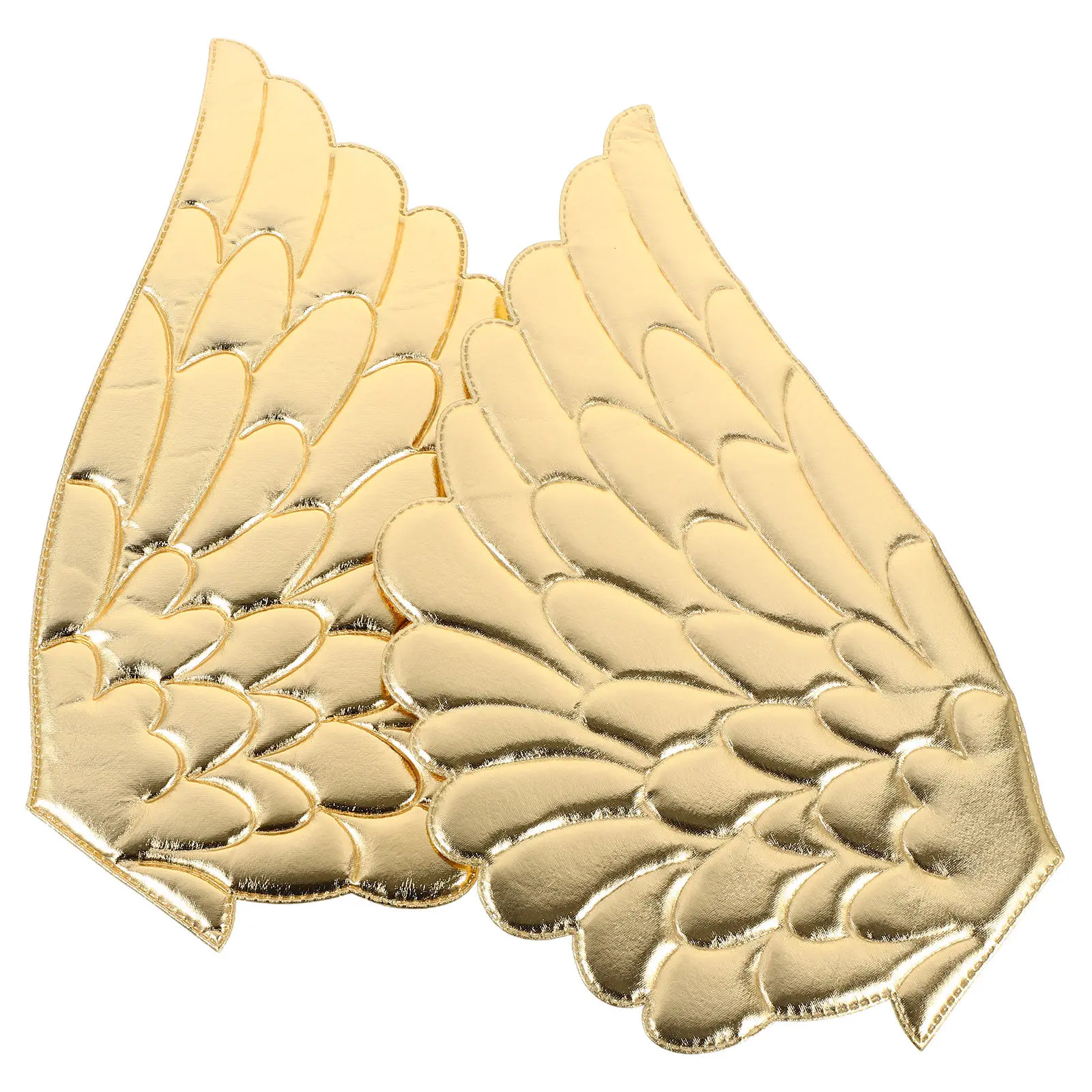 

2Pairs Large Angel Wing Embroidered Patches Gold Shimmer Fabric Wings Iron on Sew on for DIY Craft Garment Repair Fashion
