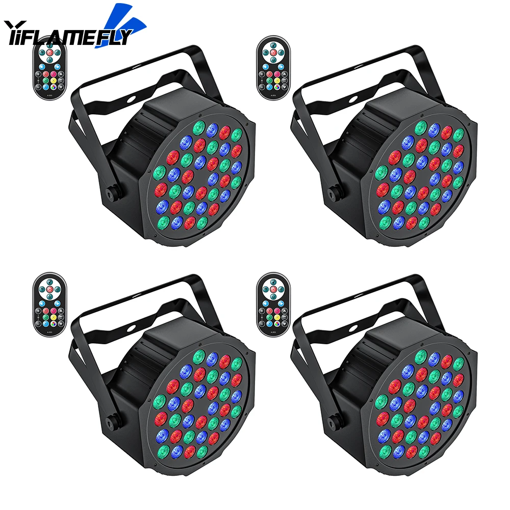 

Yiflamefly 4 Pcs Par Light 36 RGB LED Stage Light Party Light DMX512 With Remote Control For DJ Party Show Halloween Christmas