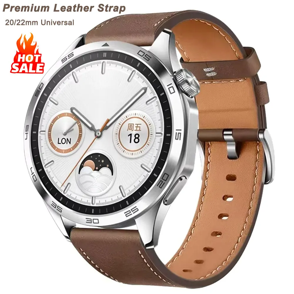 Pulseira de couro premium de 22mm 20mm para huawei watch gt 5 46mm 5pro gt 3 gt2 pro 46mm pulseiras de substituição