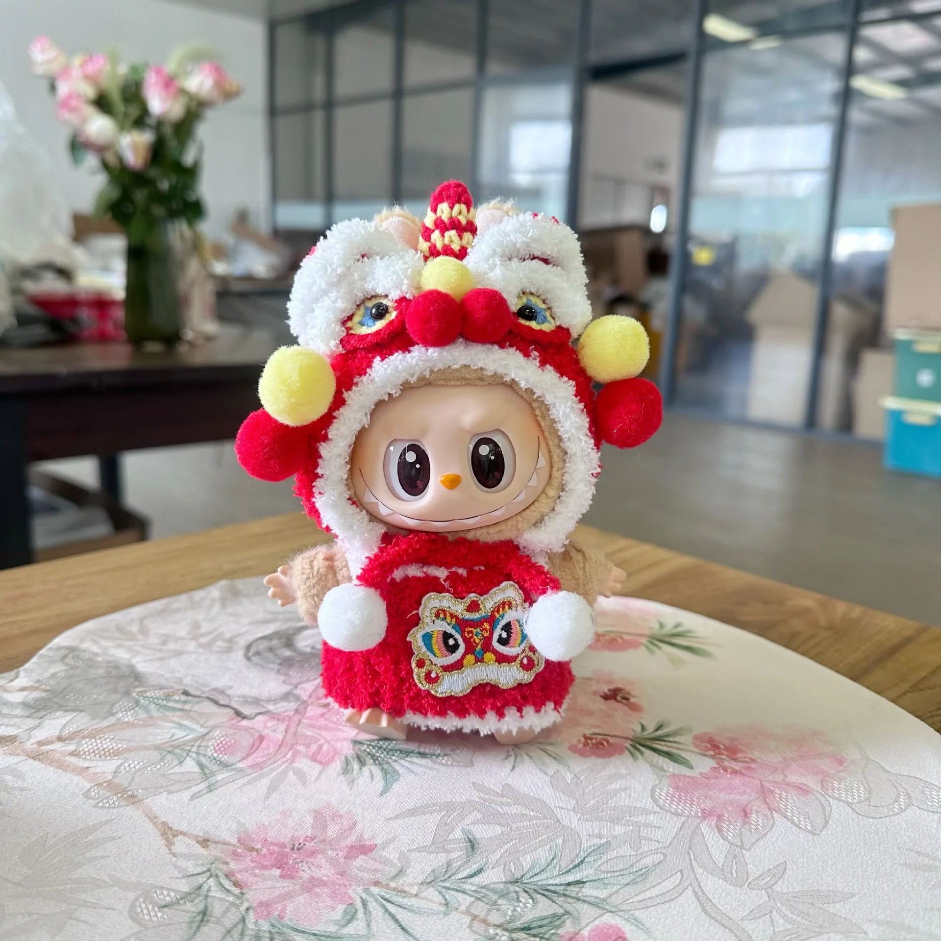 【Only clothes】 Labubu New Year clothes  festive pure handmade lion dance suit Labubu Accessories V1V2