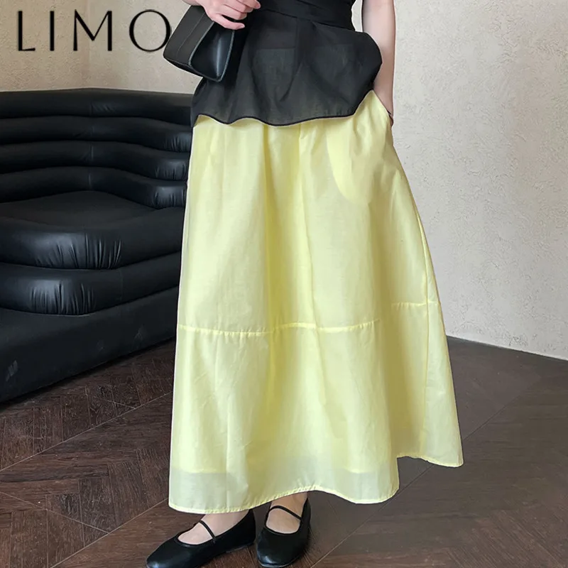 

LIMO Women's High Elastic Waist A-line Skirt SS25 New Arrival Casual with Pockets Fairy Style Minimalist Elegant Trendy Premium