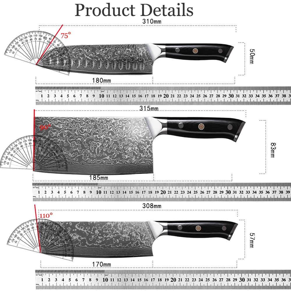 VG10 Damascus Steel Japanese Chef Knife Set 6