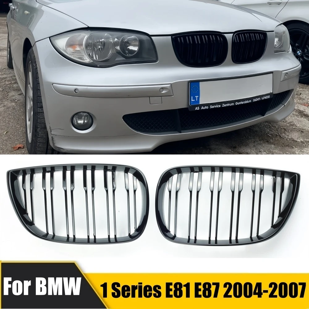 Pair Car Front Kidney Grille For BMW E81 E87 2004-2007 M SPORT Pre-facelift Racing Grills Grilles Auto ABS Grill Accessories