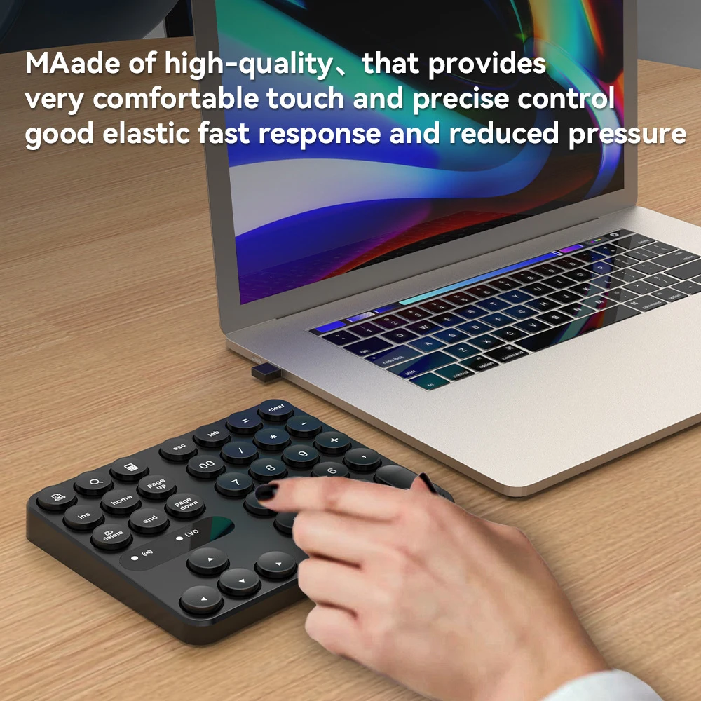 35-Key Number Pad 2.4G Mini Keypad Round Keycaps CR2032 Button Cell Portable Keyboard for Office/Home/Financial Data Entry