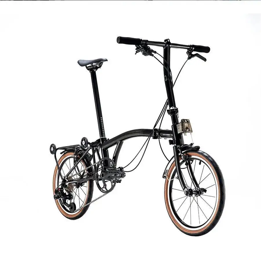 16 Inch 7speed C Brake Outdoor MTB Bike For Adults Lightweight Tri-Fold Mini Bicycle Black Carbon Fiber Folding Bike