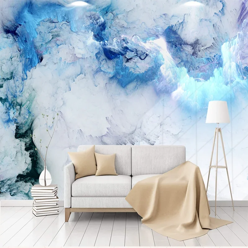 Custom Any Size Mural Blue Cloud Non-woven 3D Wallpaper Living Room Sofa TV Background Wall Decoration Photo Papel De Parede 3D