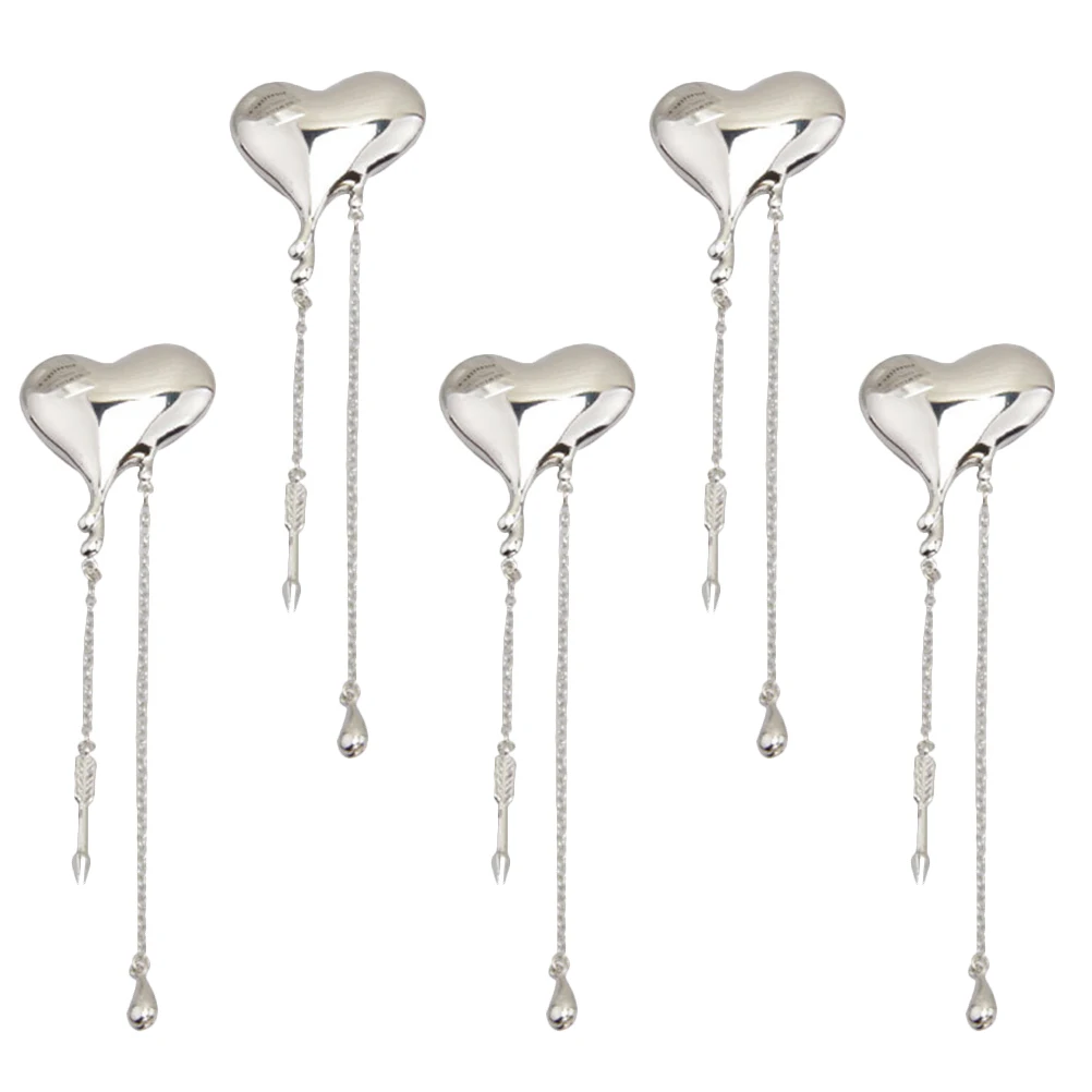 

5pcs Heart Tassel Brooch Women Suit Corsage Jewelry Alloy Love Long Ladies Badge Elegant Style Gifts