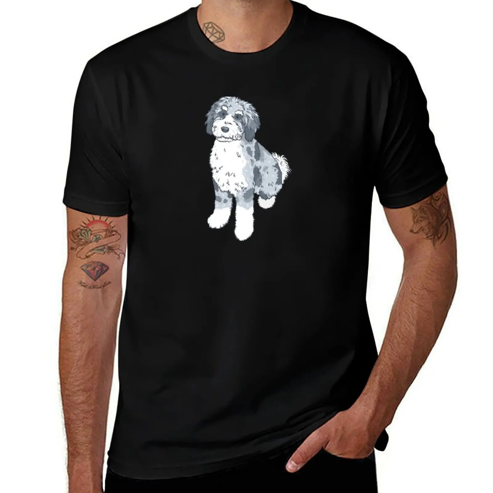 Blue Merle Aussiedoodle T-Shirt summer tops tees shirts graphic men t shirt