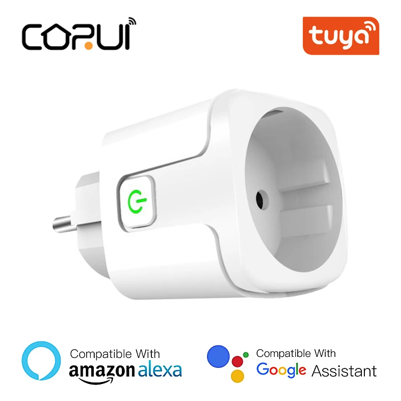 

CORUI Tuya Smart Plug WiFi Socket EU 20A Power Monitor 220V Timing Function Smart Life Control Work With Alexa Google Home Alice