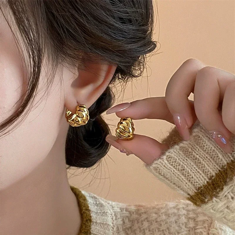 PONYKISS 925 فضة 18K الذهب مشوه هندسية هوب أقراط للنساء الحد الأدنى غرامة مجوهرات خمر اكسسوارات