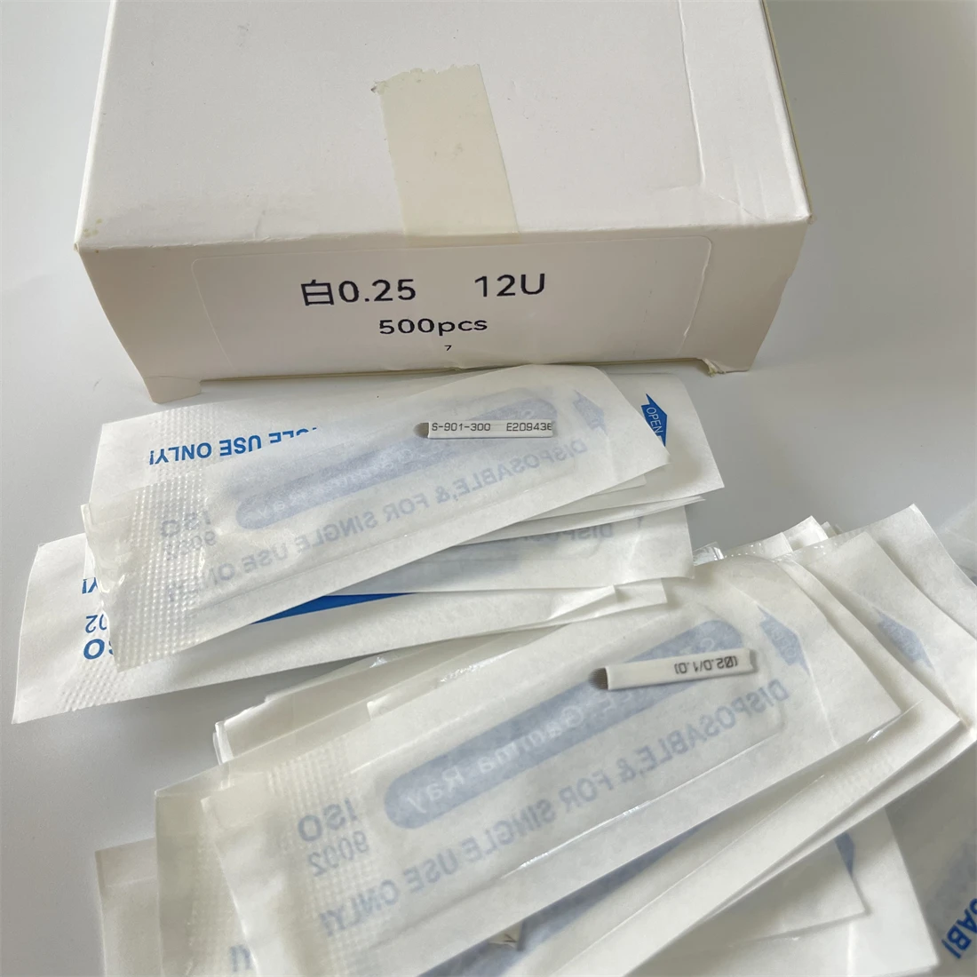 100Pcs Microblading Needles Tebori Blades 0.25mm 12U Tattoo Manual Eyebrow Blades For 3D Embroidery Manual Tattoo Pen Gun
