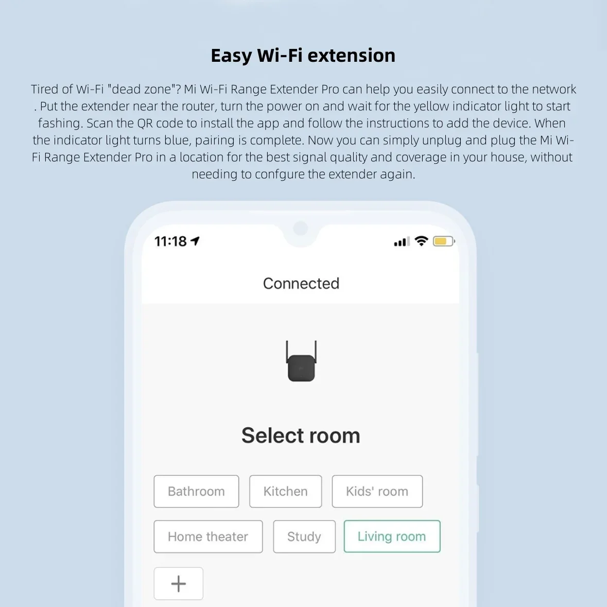 Xiaomi Pro 300Mbps WiFi Extender Booster 2.4G مكرر لاسلكي، مضخم إشارة شبكة هوائي مزدوج لتغطية جهاز التوجيه المنزلي