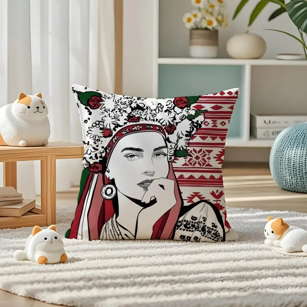 Ukrainian Traditional Cushion Cover Plush Fabric Soft Double Sided Print Home Sofa High Quality Cushion
