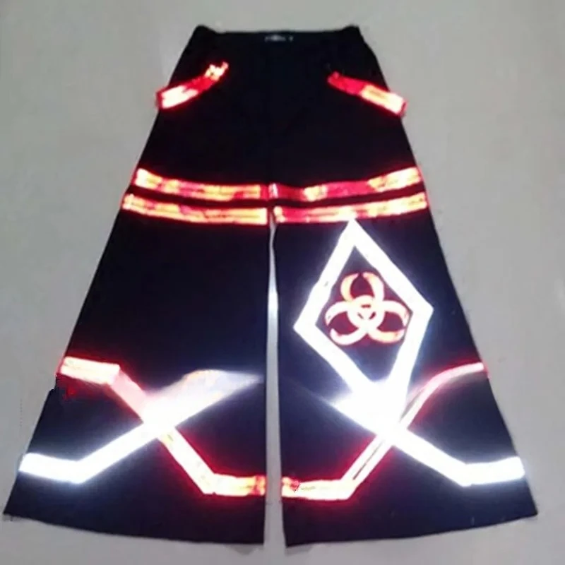 Night Vision Shuffle Street Ghost Step Dance Pants Bell-bottoms Luminous Pants Loose Reflective Pants Dancing Trousers 2025 NEW