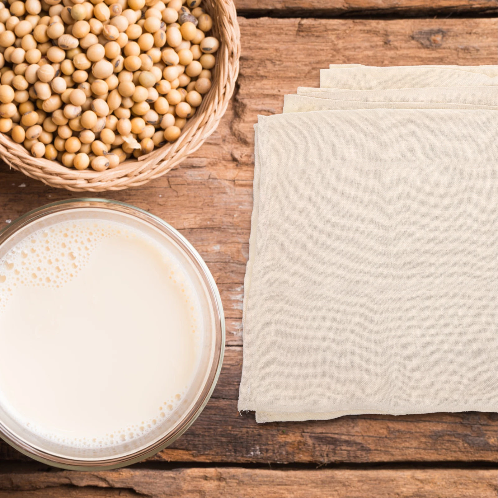 

4pcs Soy Milk Filter Cloth Combed Cotton Small Mesh Reusable For Bean Curd Cheesecloth Steaming Filtering Processing