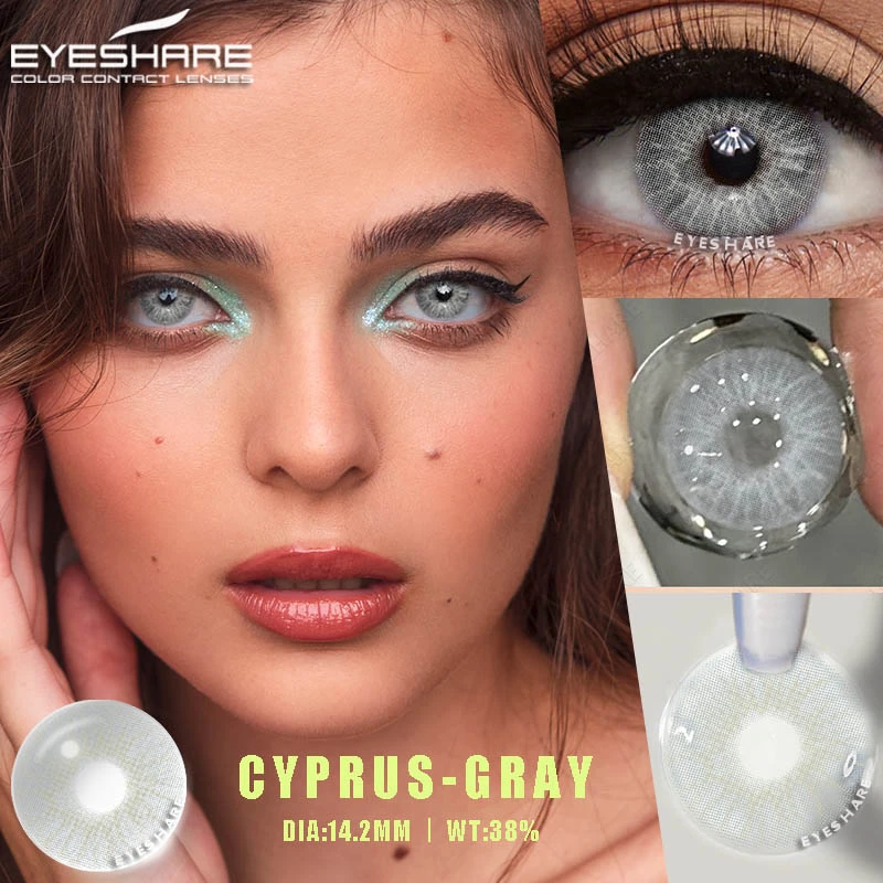 EYESHARE 1pair Blue Contact Lens for Eyes Hybrid Natural Colorful Lenses 14.2mm Colorful Eyes Green Lenses Cosmetic Yearly Use