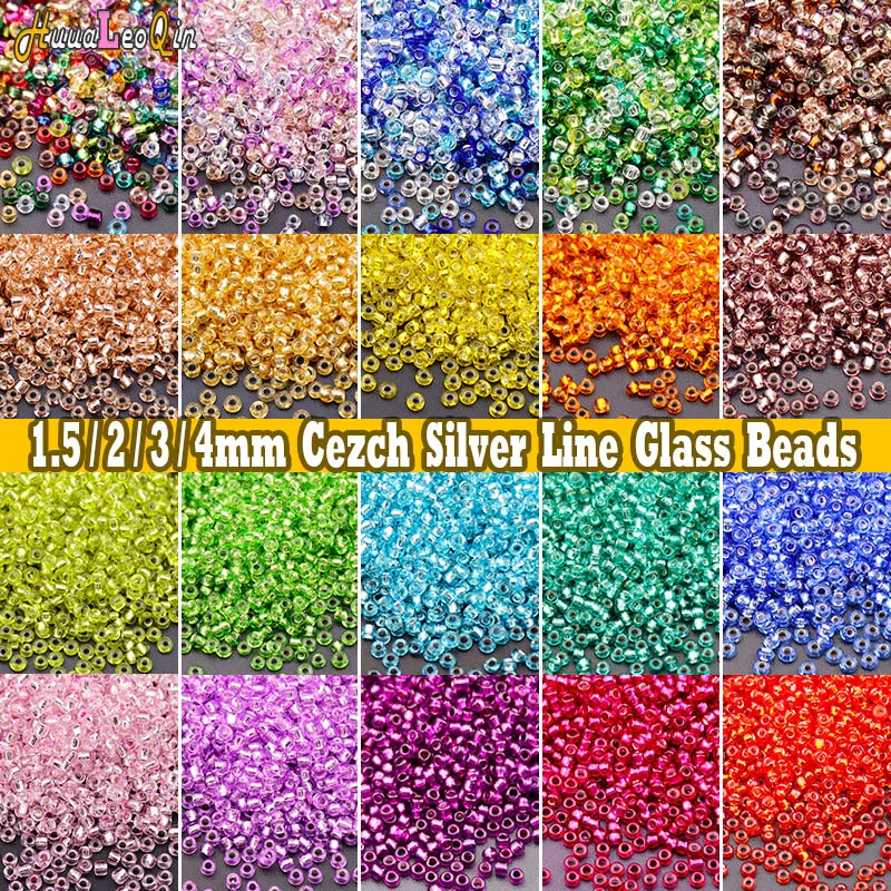 1.5mm 2mm 3mm 4mm Cezch Silver Line Glass Beads 15/0 12/0 8/0 6/0 Loose Seedbeads for Needlework Jewelry Making DIY Charm Sewing