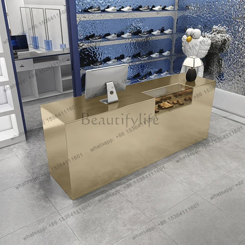 Design Silver Front Desk Reception Counter Luxury L Shaped Reception Desks Beauty Salon Clothing Mostrador Recepcion Furniture