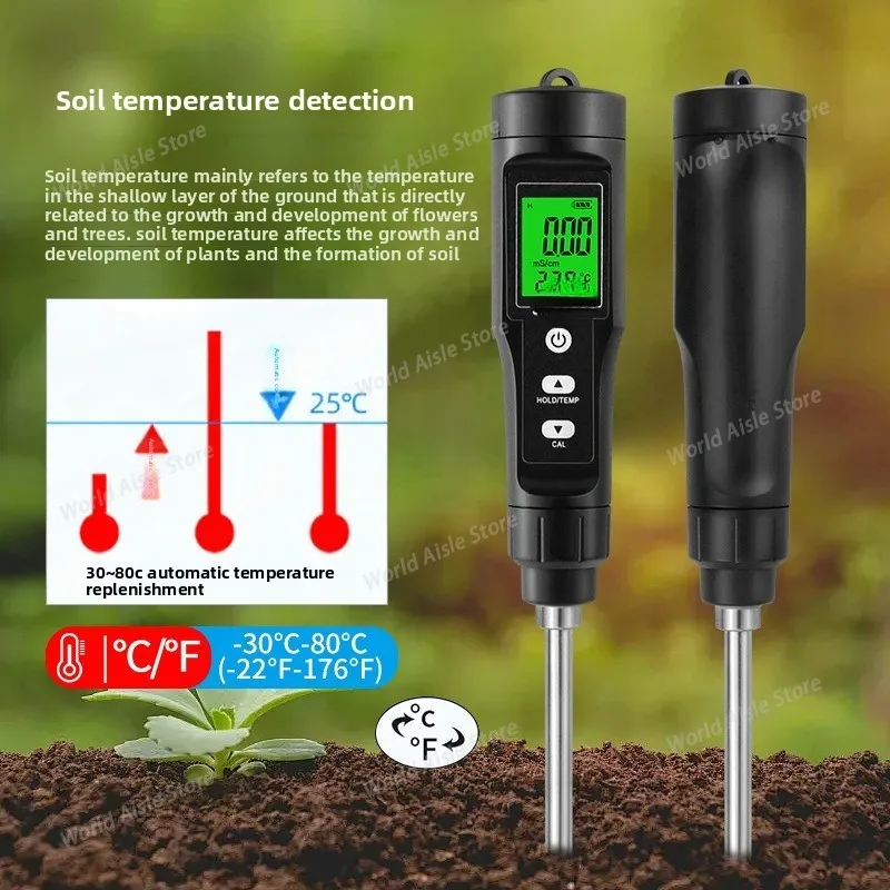Orchard Planting Tester Pen EC Value Soil Tester for Garden Flowers, Trees and Soil Temperature Measurement