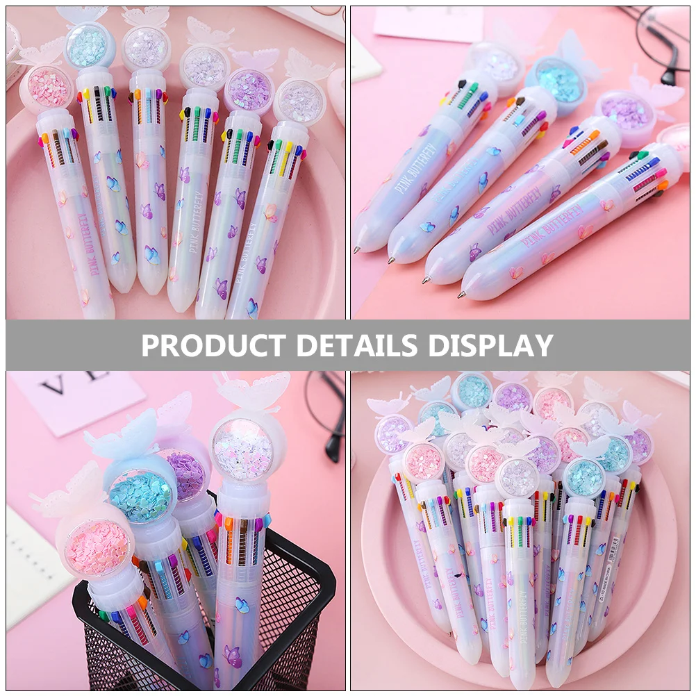 

8 шт. разноцветные шариковые ручки Kawaii с блестками, износостойкие ручки для письма, портативные канцелярские принадлежности для студентов на каждый день