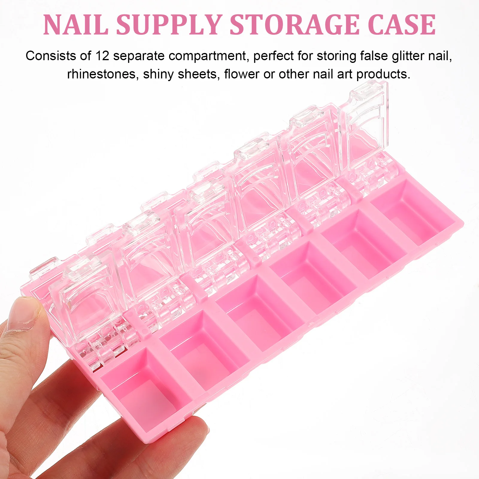 

4 шт., органайзер для хранения дизайна ногтей, пластиковая коробка с 12 отделениями для блестящих страз, блестящие листы, принадлежности для накладных ногтей с цветами