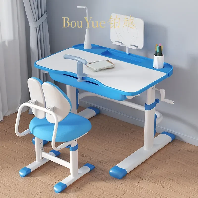 Adjustable Kids Study Desk and Chair Set Ergonomic Height Adjustable Writing Table for Primary School Students Modern Simple