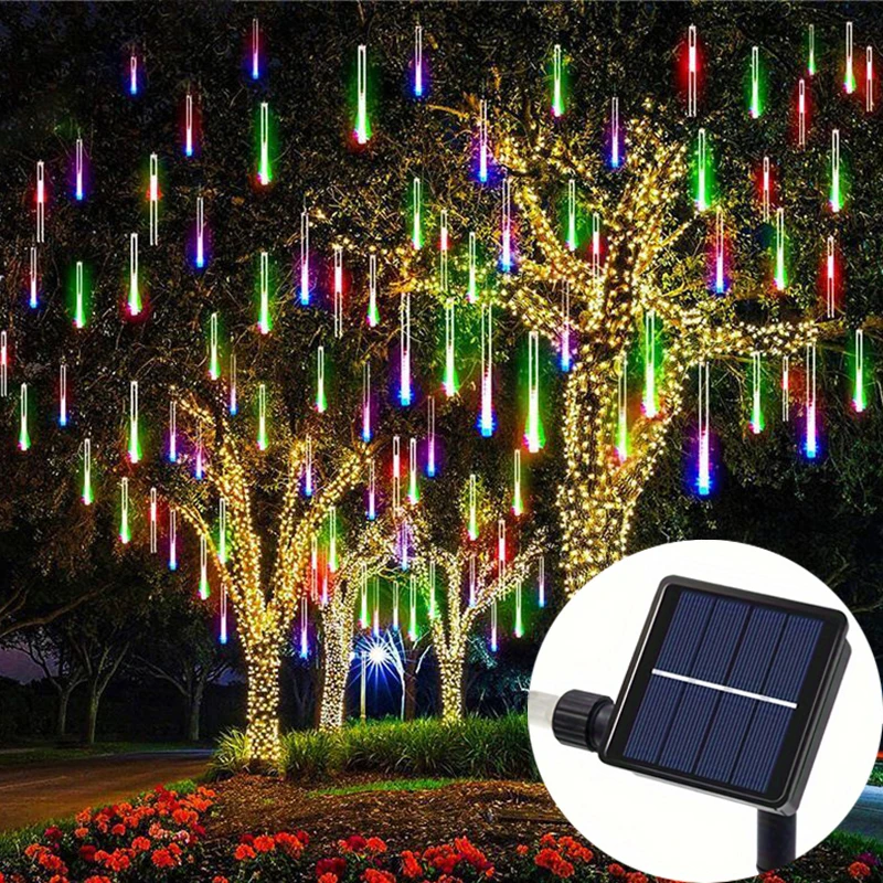 

30/50cm Street Tree Garland Decor Christmas Party Solar Meteor Shower LED Fairy String Lights Outdoor Wedding Garden Decorations