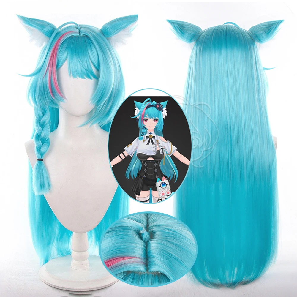 Anime Neverness to Everness Mint Cos Wigs Cosplay Costumes Headwear 80cm Long Simulation Scalp Thick Mixed Puffy Long Hair Wig