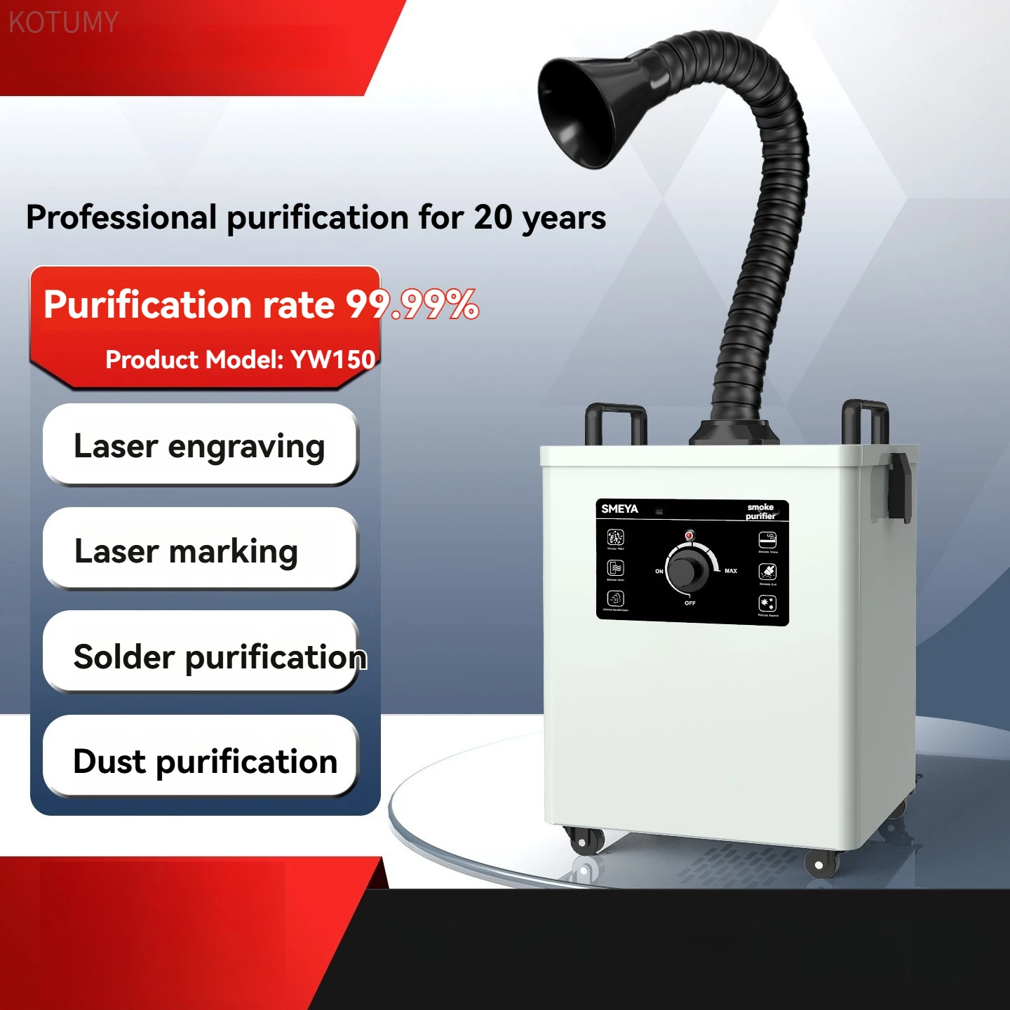 YW150 Portable Soldering Fume Purifier Solder Smoke Filter for Laser Marking Soldering Iron Fume Extractor
