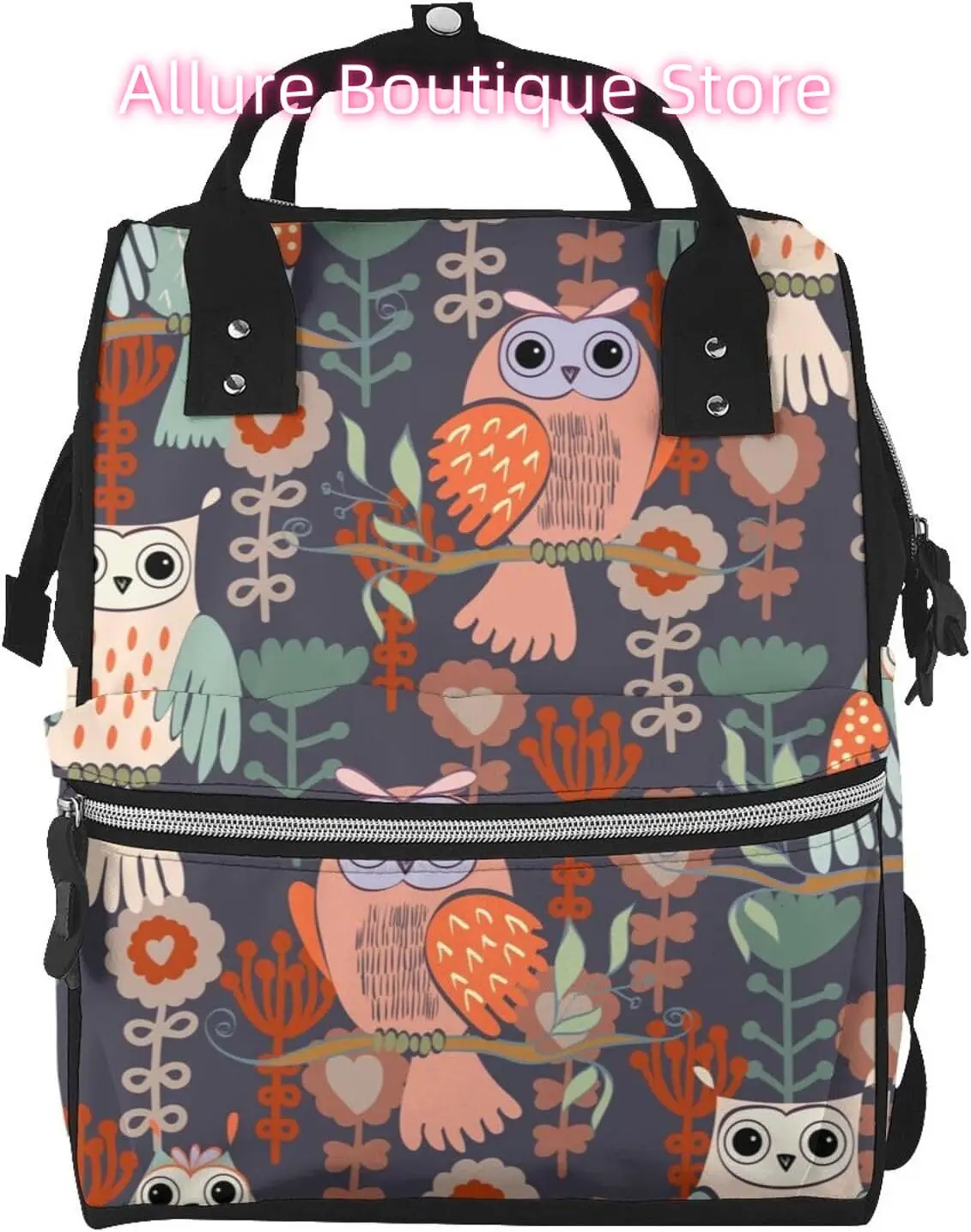 

Branches Owl Diaper Bag Backpack for Women Large Capacity Nappy Bag Multifunction Waterproof Mummy Backpacks for Mom Dad Essenti