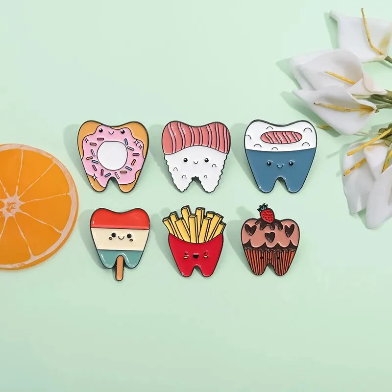 6pcs Personalized with Various Teeth Inspirations, Badges, Backpacks, Versatile Cartoon Pins, Cartoon Clothing Accessories