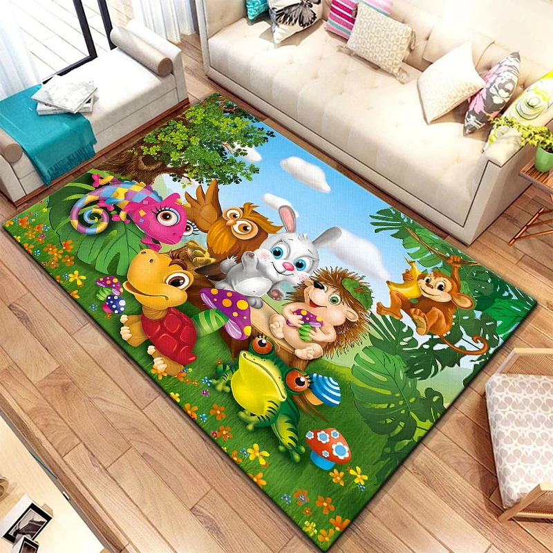 Animal world Cartoon printed area carpet for children Living room Bedroom floor mat Kitchen mat Children's Bedroom Mat