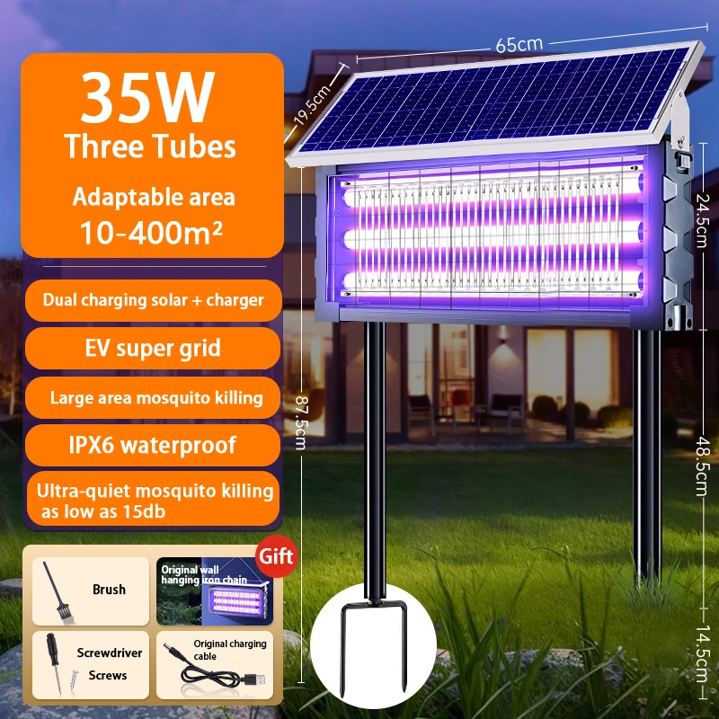 Lámpara LED para matar mosquitos, lámpara Solar grande cuadrada para matar moscas, lámpara para césped y jardín al aire libre, lámpara trampa para mosquitos