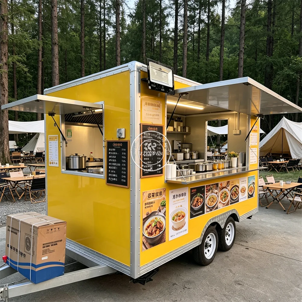 

Hot Dog Pizza Cart Snack Trailer Fully Equipped Food Trailer Mobile Street Fast Food Truck With Kitchen Equipment