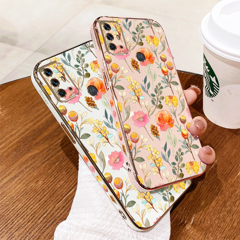 G30 Fresh Flowers Luxury Plating Phone Case For Motorola Moto G22 G10 G54 G20 G53 G84 G72 G23 G30 G62 G9 G8 G42 G9Power Cover