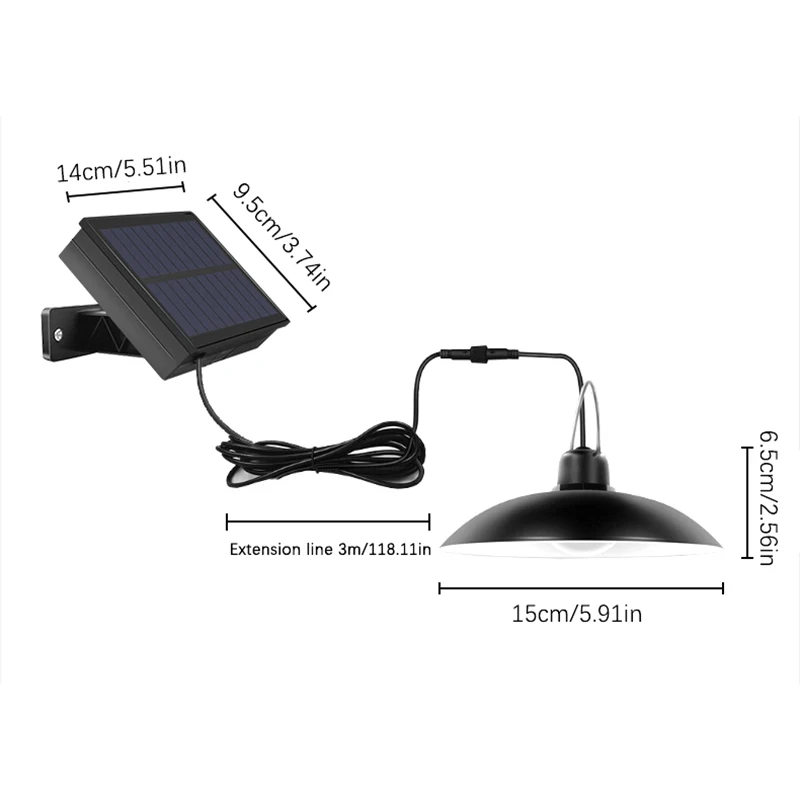 Motion Sensor LED Solar Powered Lamp, Luz Branca, Lustre para Camping, Ao ar livre, Iluminação do jardim, 1Pc