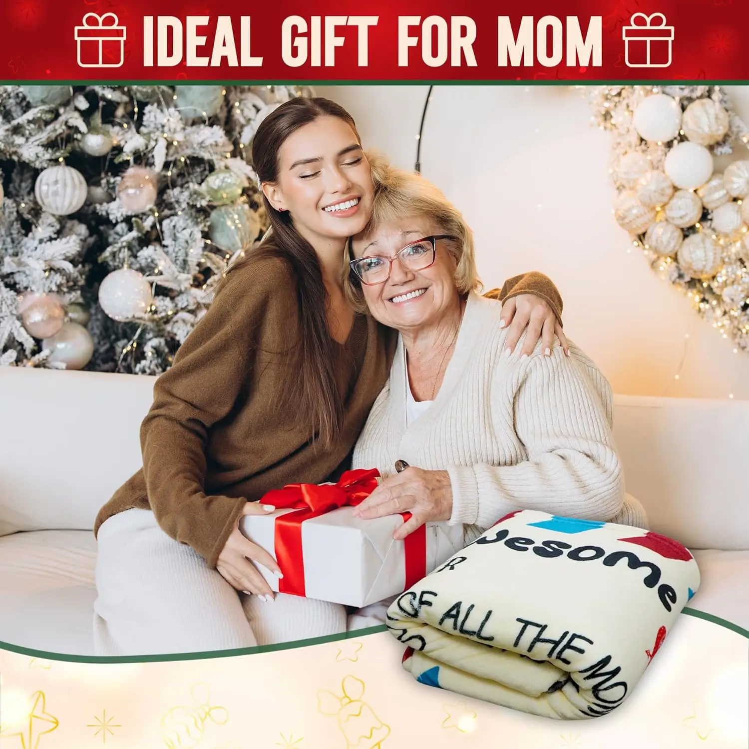 GEEMBI Christmas Birthday Gifts for Mom- Super Soft Flannel Throw Blanket for Couch 50x60 In- Mom Birthday Gifts from Daughter S