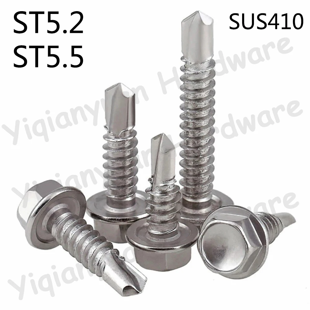 Yiqianyuan ST5.2/5.5 SUS410 Stainless Steel Self-drilling Screws Self-tapping Screw for Deck Board High Hardness Can Drill Steel