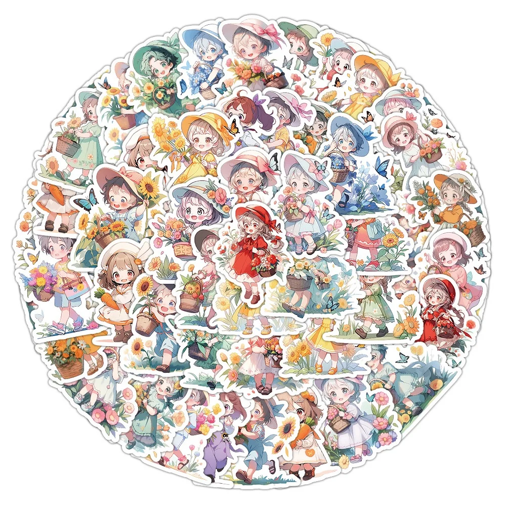 60PCS Original Cartoon Blume Schmetterling Nette Kleine Mädchen Graffiti Aufkleber Für Hand Konto Aufkleber BulingBulingStickers Shop